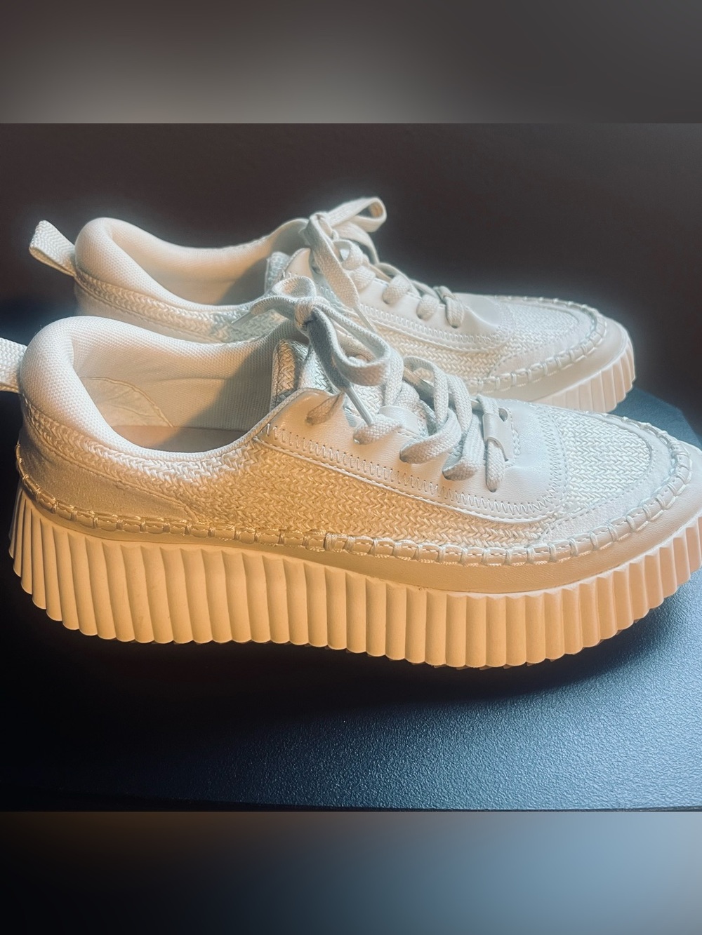 Dolce Vita Cream Platform Lace-Up Sneakers